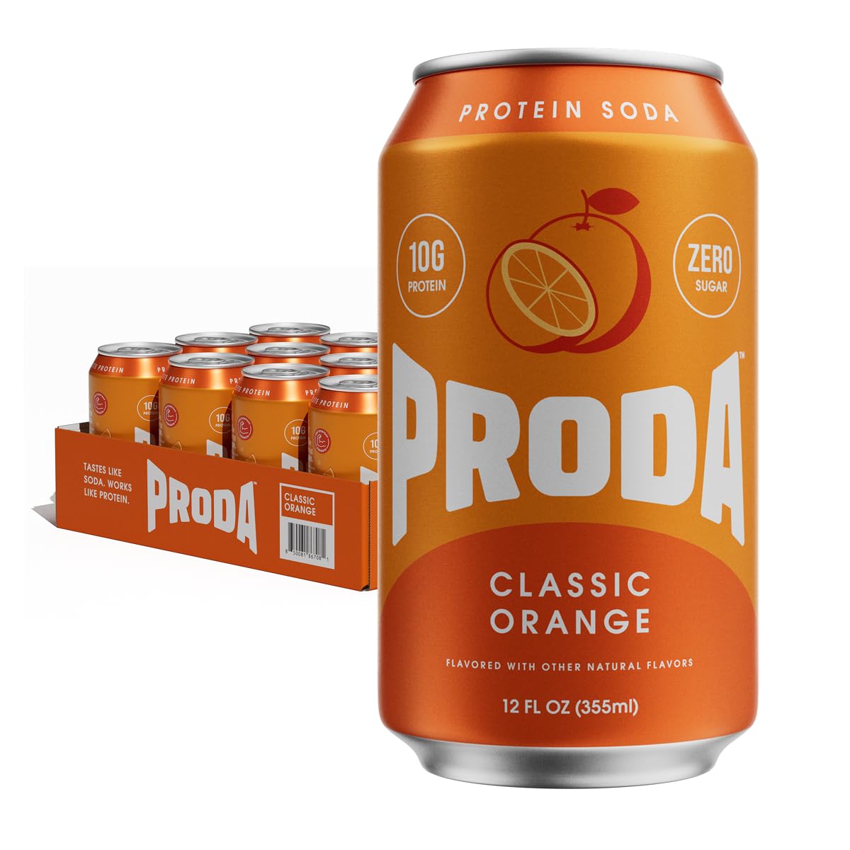 Proda Sparkling Protein Soda with 10g Clear Whey Isolate Protein, 0g Sugar, Low Calorie & Caffeine Free | Gluten Free, Non-GMO, Ready-to-Drink Clean Functional Beverage, 12 fl oz Cans (12 Pack) - Variety Pack