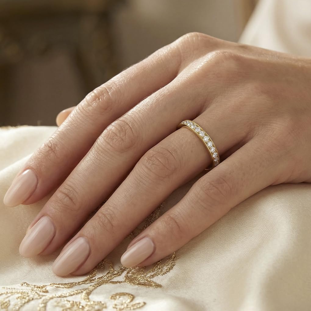 Time RoaD Anillo Mujer Oro 9K de 375 ml | Diseño Ergonómico y Ajuste Perfecto AF00011/18, Ideal para Compromiso, Pedida, Alianza, Promesa, Con Circonita, Anillos Mujer
