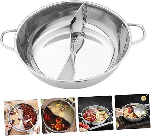 Miniatura 7 de Olla de mandarina de acero inoxidable con tapa antiadherente utensilios de cocina Ramen Hot Pot chino dividido en caliente Shabu Plata Práctica Sopa