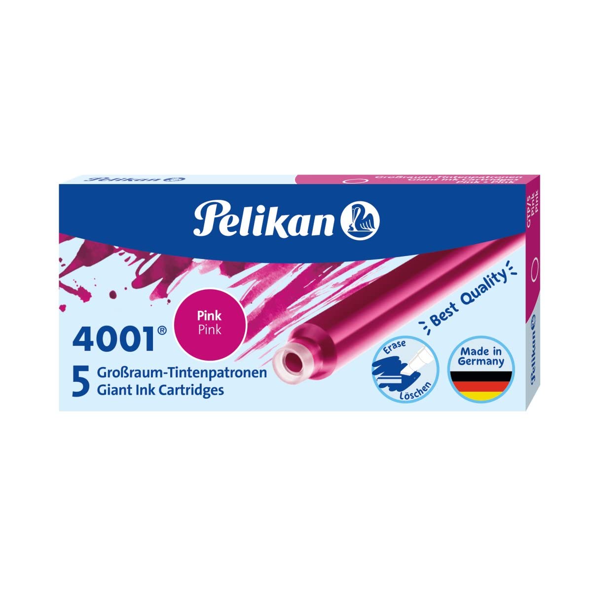 Pelikan 4001 Box of 10 Cases of 5 Ink Cartridges GTP/5 Rose