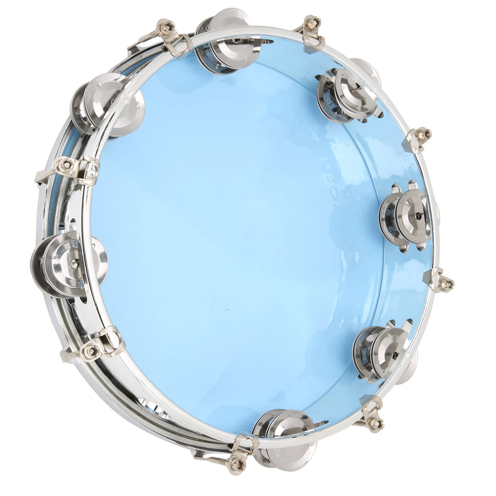 Tambourin à Main à Double Rangée à Réglage Automatique de 10 Pouces-couleur Bleue Transparente, pour les Musiciens et (BLUE)