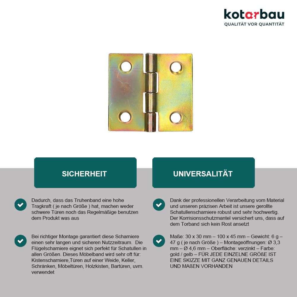 KOTARBAU, Furniture Hinge 30 x 30 mm, Rolled Zinc-Plated Hinge for Doors Cabinets, and Chests - Image 2