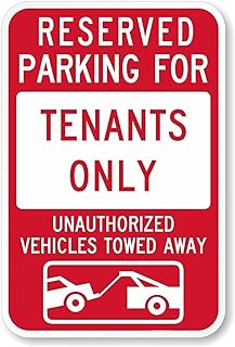 Reserved Parking for Tenants Only - Unauthorized Vehicles Towed, for Office, Bar, Cafe, Bedroom Wall Art Decor Plaque, Clear Parking Restriction, Decorative & Functional for Rental Spaces 12X16 Inch
