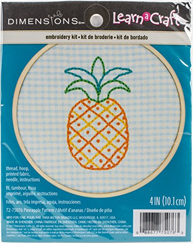 Image of Dimensions 'Pineapple' Short N' Sweet Mini Embroidery Kit for Beginners, 4''