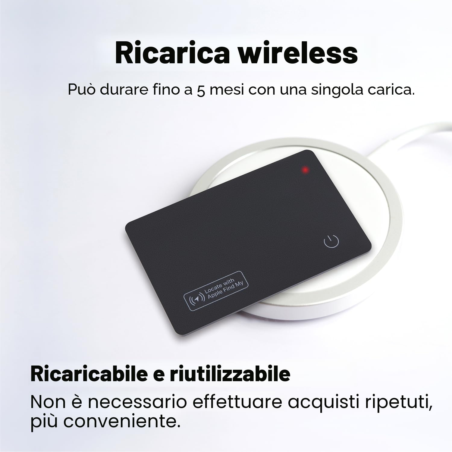 Reyke Scheda di tracciamento del Portafoglio Sottile compatibile con Apple Find My per etichette bagagli telefoni cellulari passaporti
