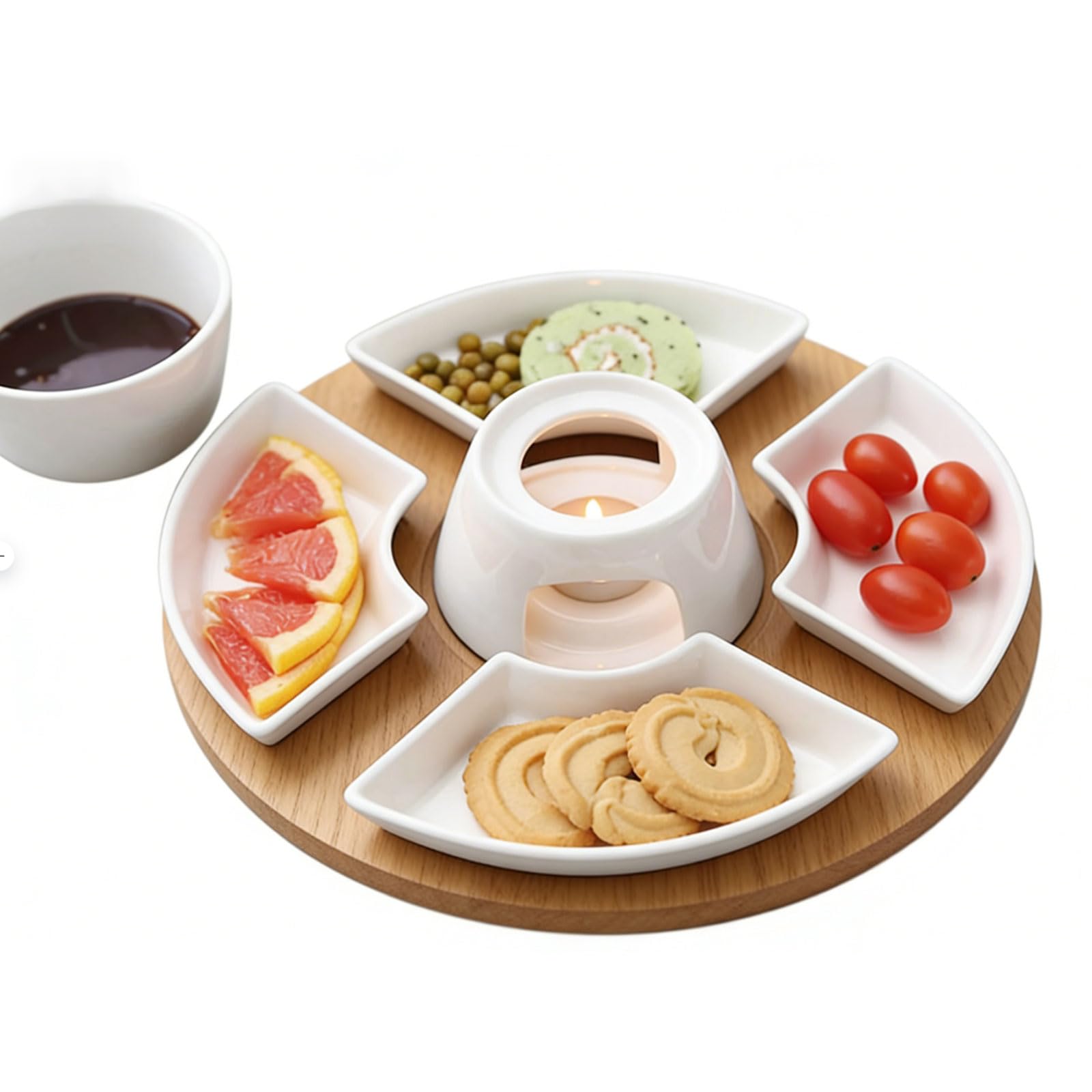 Tsophreniq Ceramic Serving with Excellent Heat Distribution Elegant Chocolate Fondue Set for Social Dining Event Elegant Serving Platter