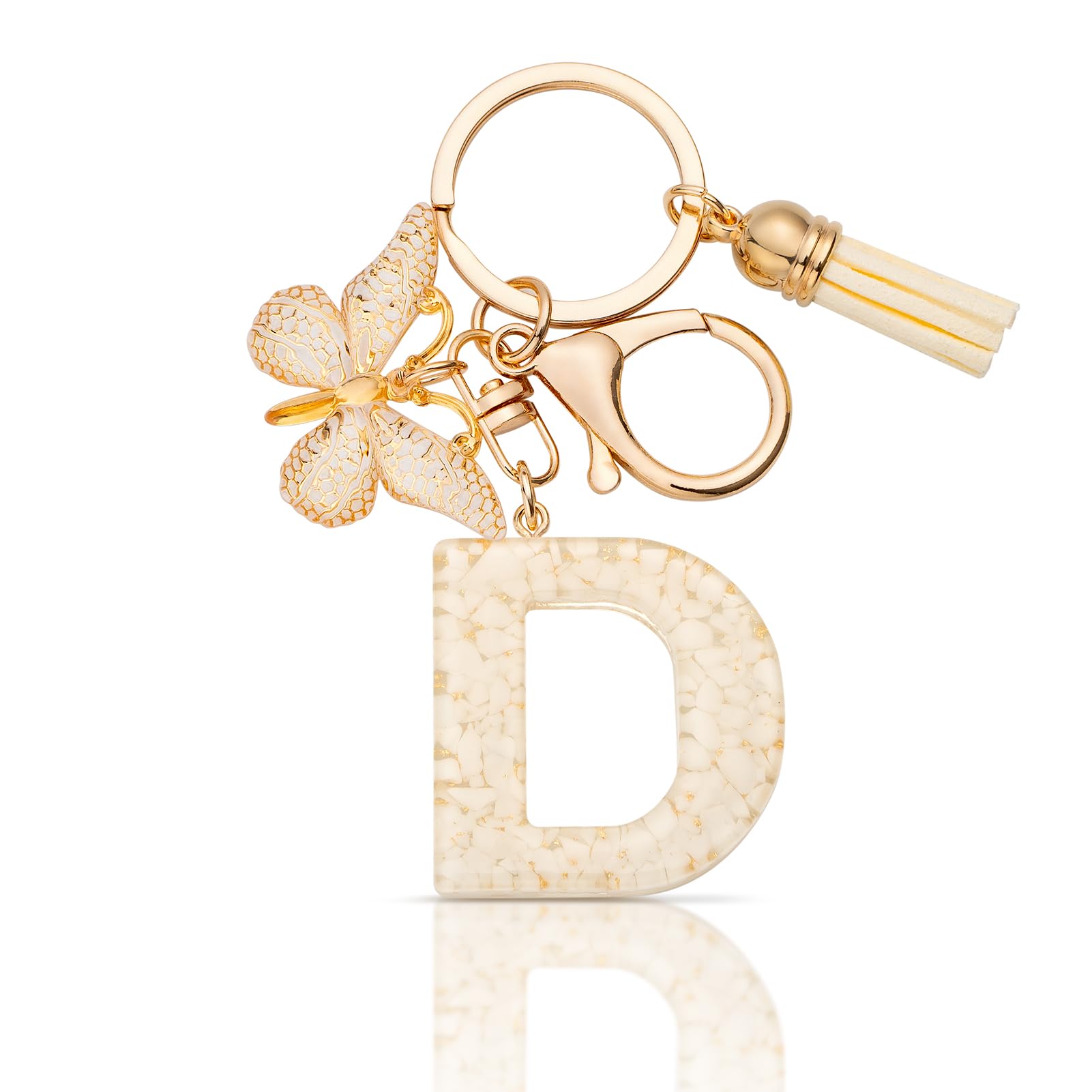 MORSUNBELA Schlüsselanhänger Buchstabe Mädchen Geschenke Schlüsselanhänger mit Buchstaben Anfangsbuchstabe Schmetterling Keychain Letter für Frauen Damen