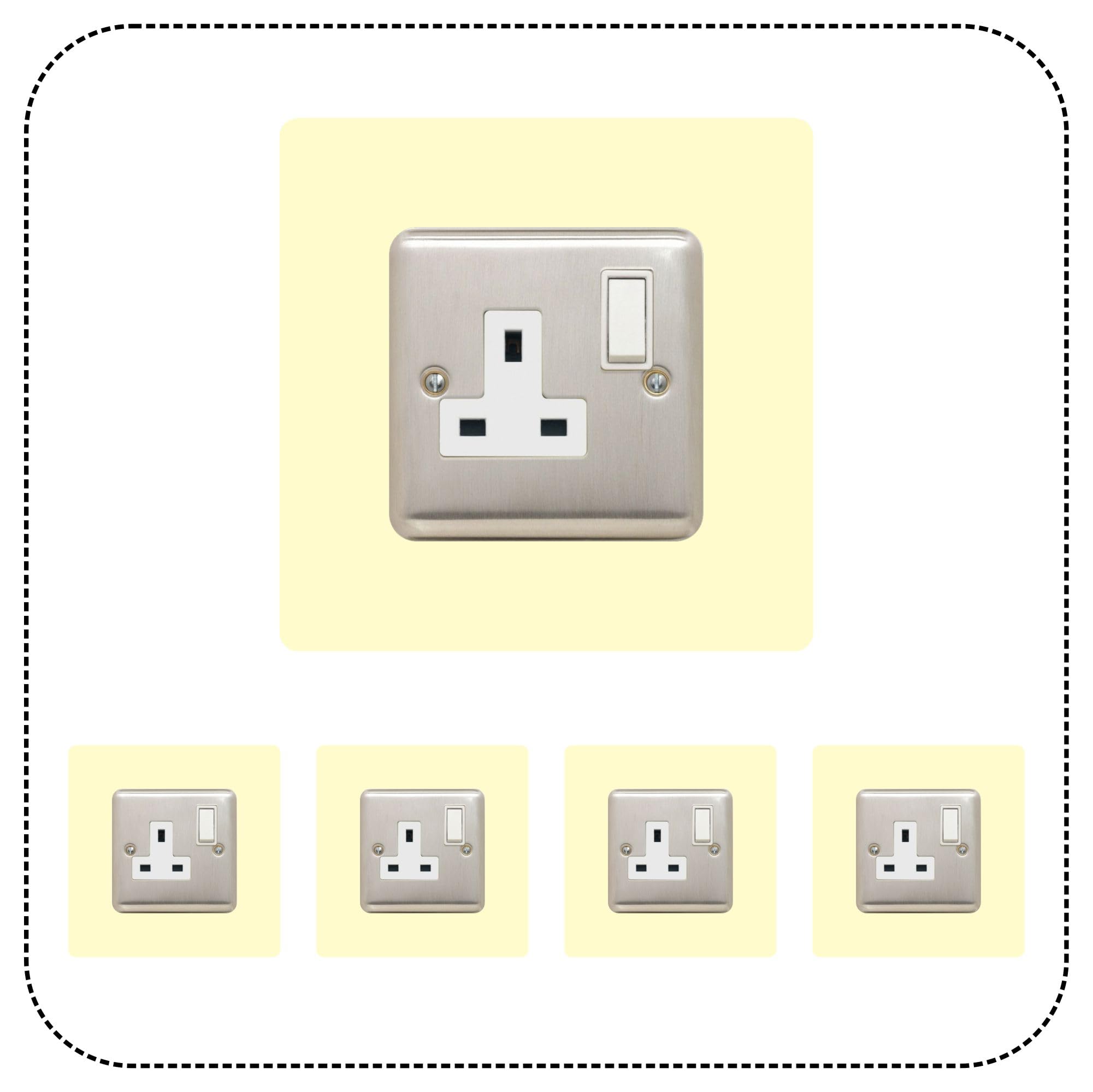 Set of 5 Single Socket Surround, Acrylic Back Panel or Plate, Protect Wall from Finger Prints, Choose from 18 Colours (Ivory) โ image 1