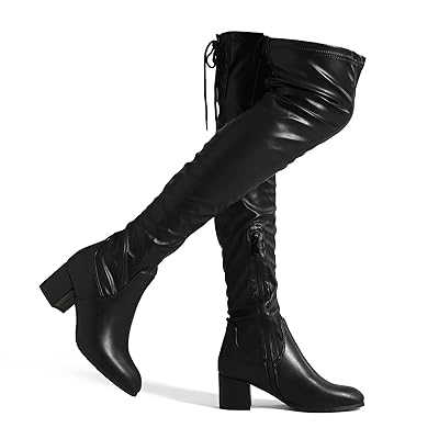DREAM PAIRS Women's Laurence Over The Knee Thigh High Chunky Heel Boots Long Stretch Sexy Fall Boots
