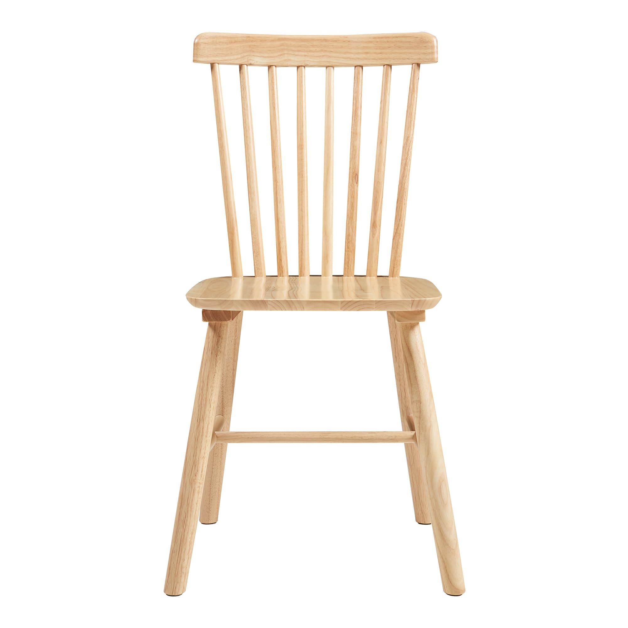 [en.casa] Juego de 2 Sillas de Comedor Karmoy Respaldo Curvado con Listones Verticales Conjunto de 2 Sillas para Cocina Salón Despacho Madera de Caucho 89 x 46 x 52 cm - Natural
