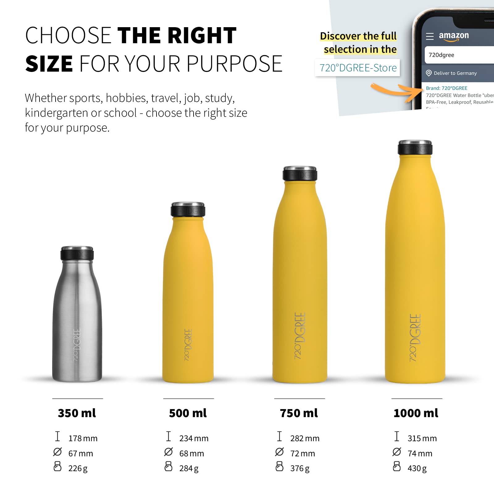 720°DGREE Borraccia Termica 750 ml milkyBottle - Senza BPA, Prova di Perdite - Bottiglia Acqua Termiche in Acciaio Inox - Borracce Perfetto per Bevande Calde, Fredde, università, Ufficio, all'aperto - 4