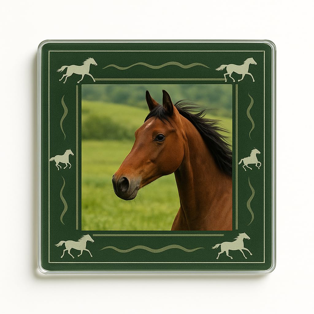 The Plum Penguin Horse Acrylic Coaster Gift Featuring Gallop Essence Design - Elegant Lover Home Decor Keepsake With Personalised Photo