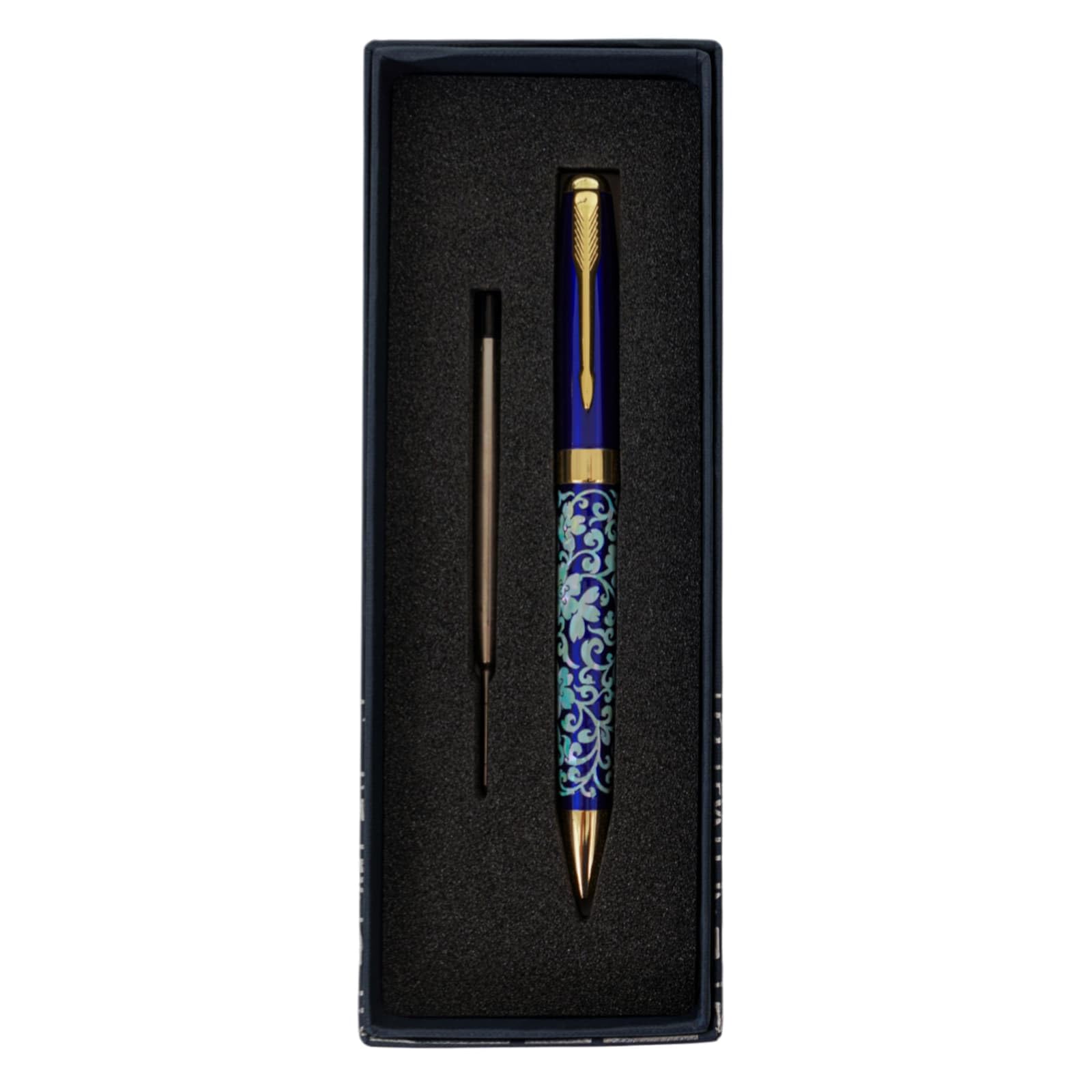 February Mountain Mother of Pearl Ballpoint Pen, Retractable Ballpoint Pens, for Gift, Business, Office, 1.0mm Medium Point Black Ink, Extras Replaceable Metal Refills (Crane-Blue-Black Ink) โ image 1