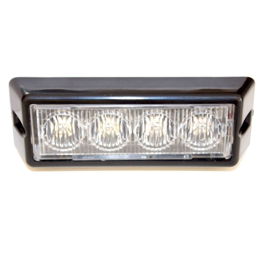 851 White 4-led Light Head Exterior Strobe Deck Dash Grille Surface Mount