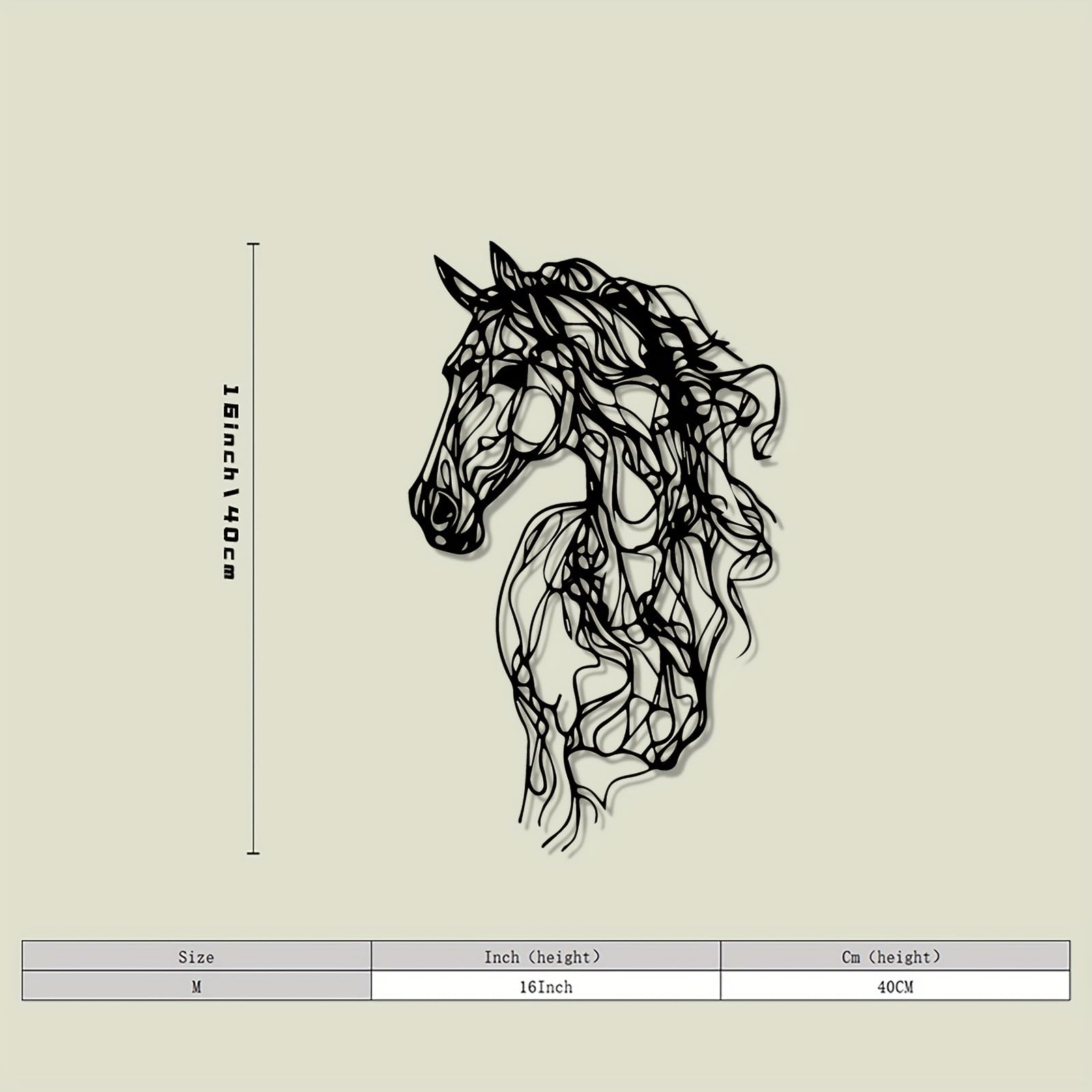 Decoración de pared abstracta contemporánea de metal con forma de caballo: escultura moderna de hierro con diseño, para interiores y exteriores, ideal para jardín, sala de estar, oficina o Navida
