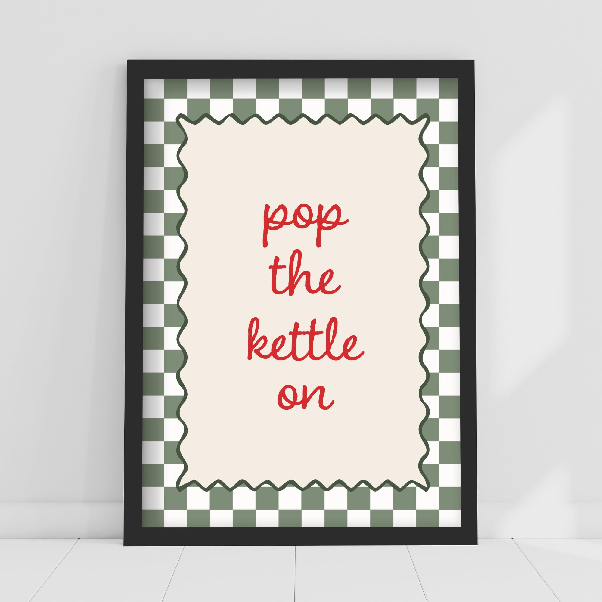 Kitchen Print - Pop The Kettle On Poster Home Wall Art (42cm x 59.4cm - A2)