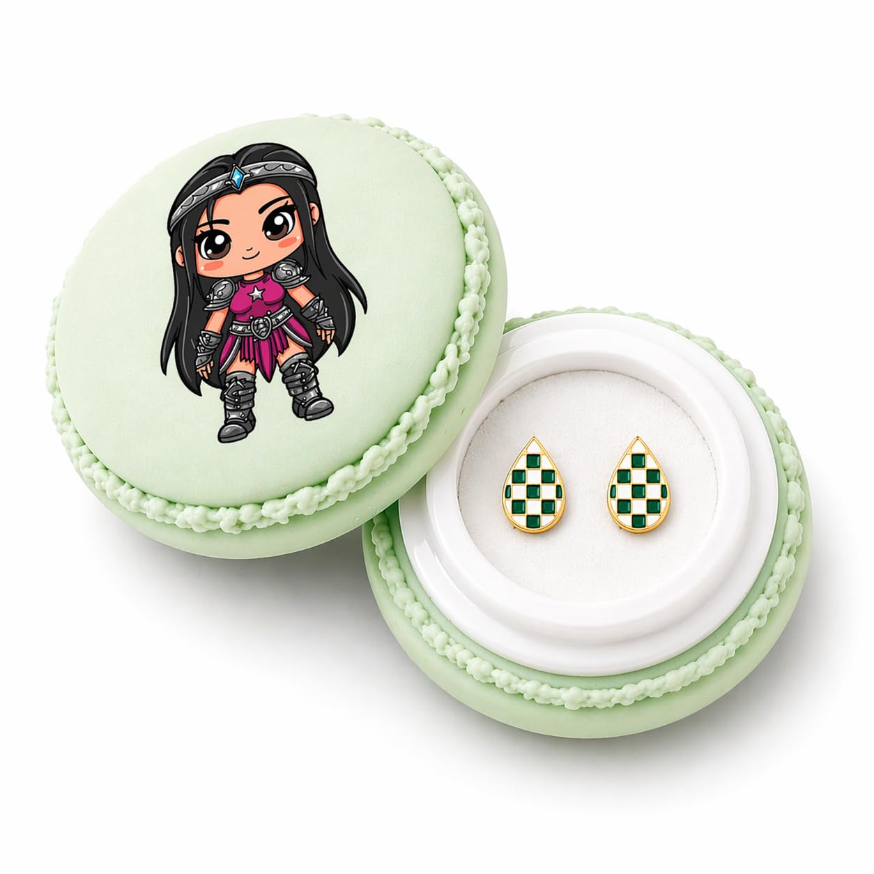 Pendientes regalo original comunión y cumpleaños con caja macarons 8