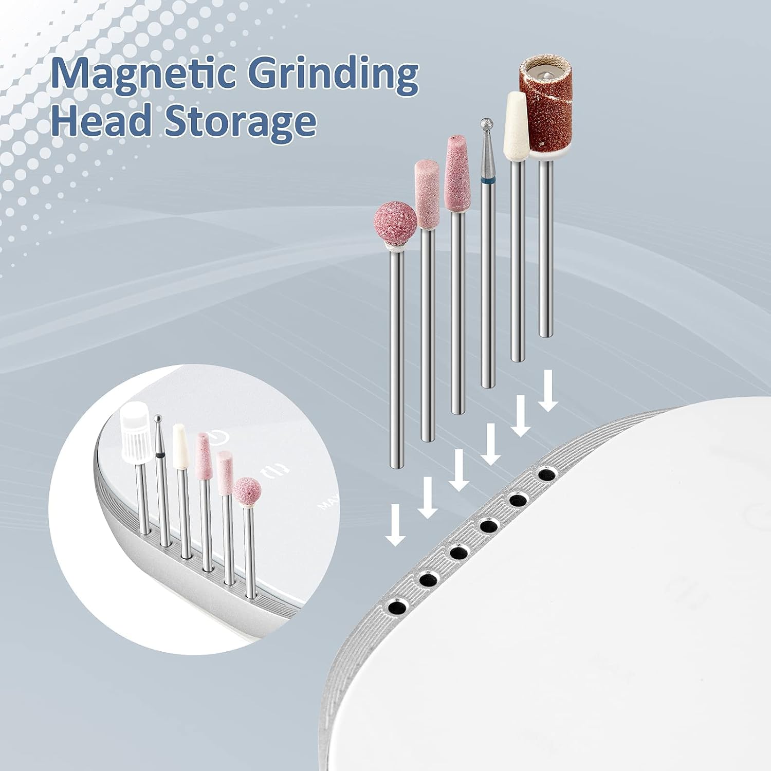Madenia Professional Nail Drill Machine for Acrylic Nails, 35000RPM Compact Cute Electric Nail Drills with Touch Screen Efile Nail Drill E File Kit for Salon Home Manicure Pedicure Use, Gray