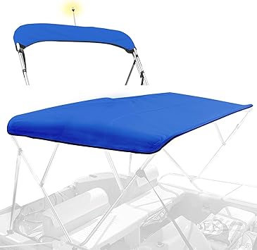 4 Bow Bimini Top Replacement Canvas for Boat with Light Hole and Storage Boot, Easy Install Zipper Sleeves, Heavy Duty Waterproof, 900D Marine Sun Shade Boat Canopy Without Frame, 8'L 85"-90...