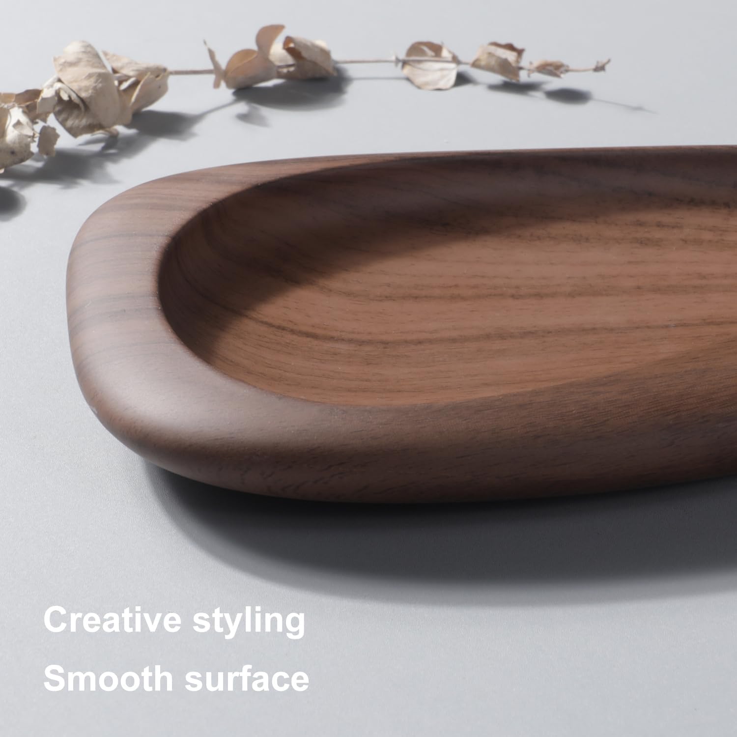 Walnut Color Desk Tray - Small Storage Tray for Keys, Watches, Headset - 8.6L x 5.7W Inch Serving Tray