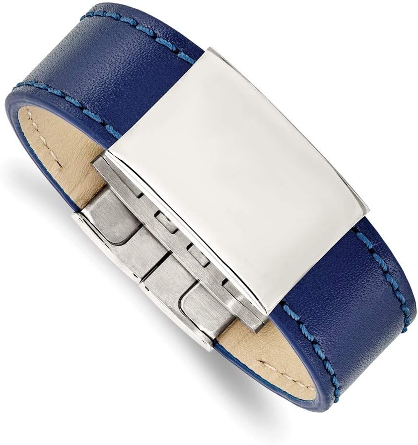Bracelet White Stainless Steel bracelet ID Blue Men's 8.25 in