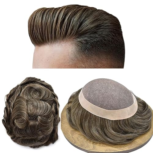 Miniatura 150 de Toupeee for Men Fine Mono Lace Men Toupee Hair Pieces 100% European Human Hair Replacement System for Men Monofilament Men Hair Prosthesis Protesis