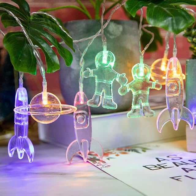 LELYFIT Space Children's Fairy String Lights, Battery Operated LED Fairy Lights for Children's Room, 3M Lights Wire with 20 LEDs (3M, Colorful)