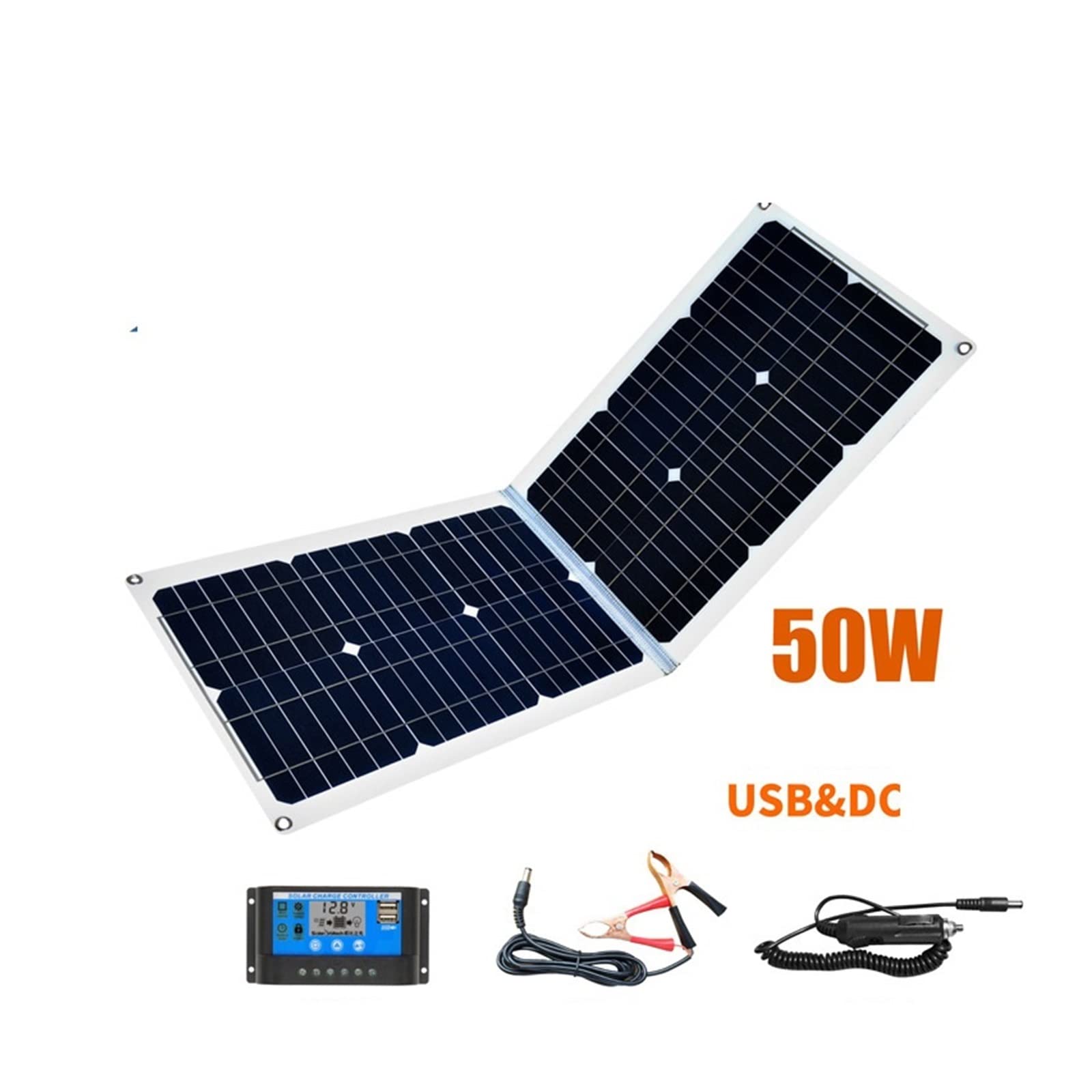 Pannello Solare Caricatore Solare da 50 W Borsa Pieghevole Modulo Fotovoltaico Portatile Cellulare Ricarica Rapida Solare Ricarica Dell'alimentatore Esterno