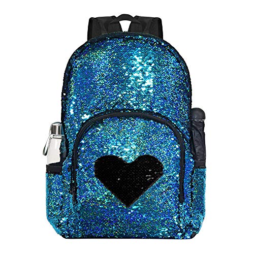 DIY Fashion Sequin Backpack for Girls Kids Teen Sparkly Blue School Back Pack