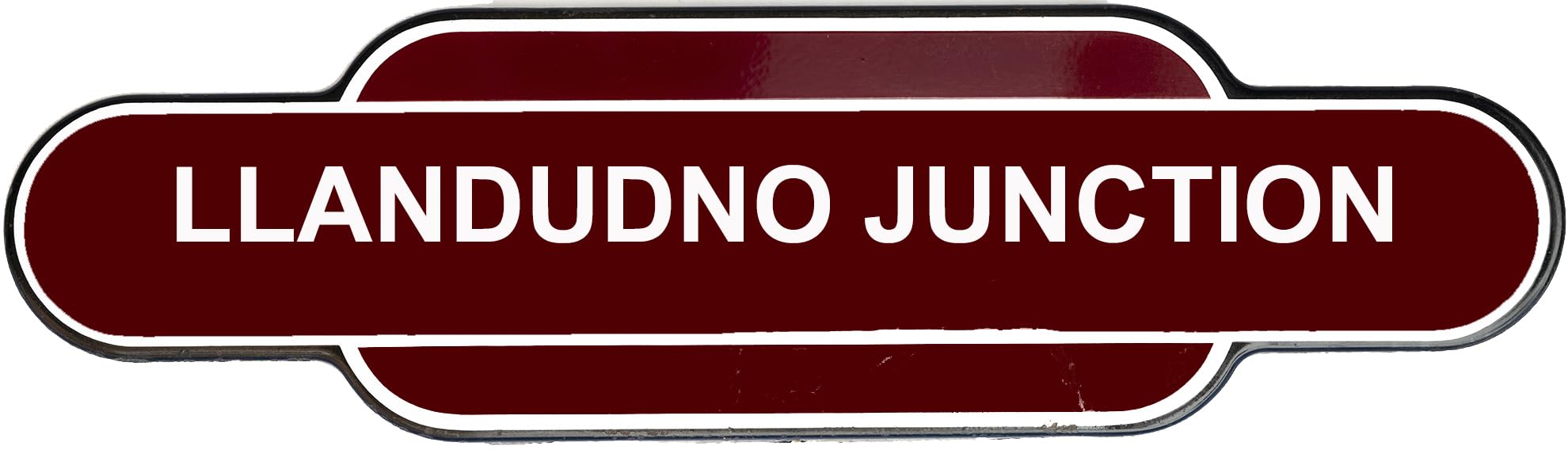 Railway Station Totem Sign, Stations Or Personalised Metal, Multiple Colours and Sizes, Rust-Proof (405X105 MM, LLANDUDNO)