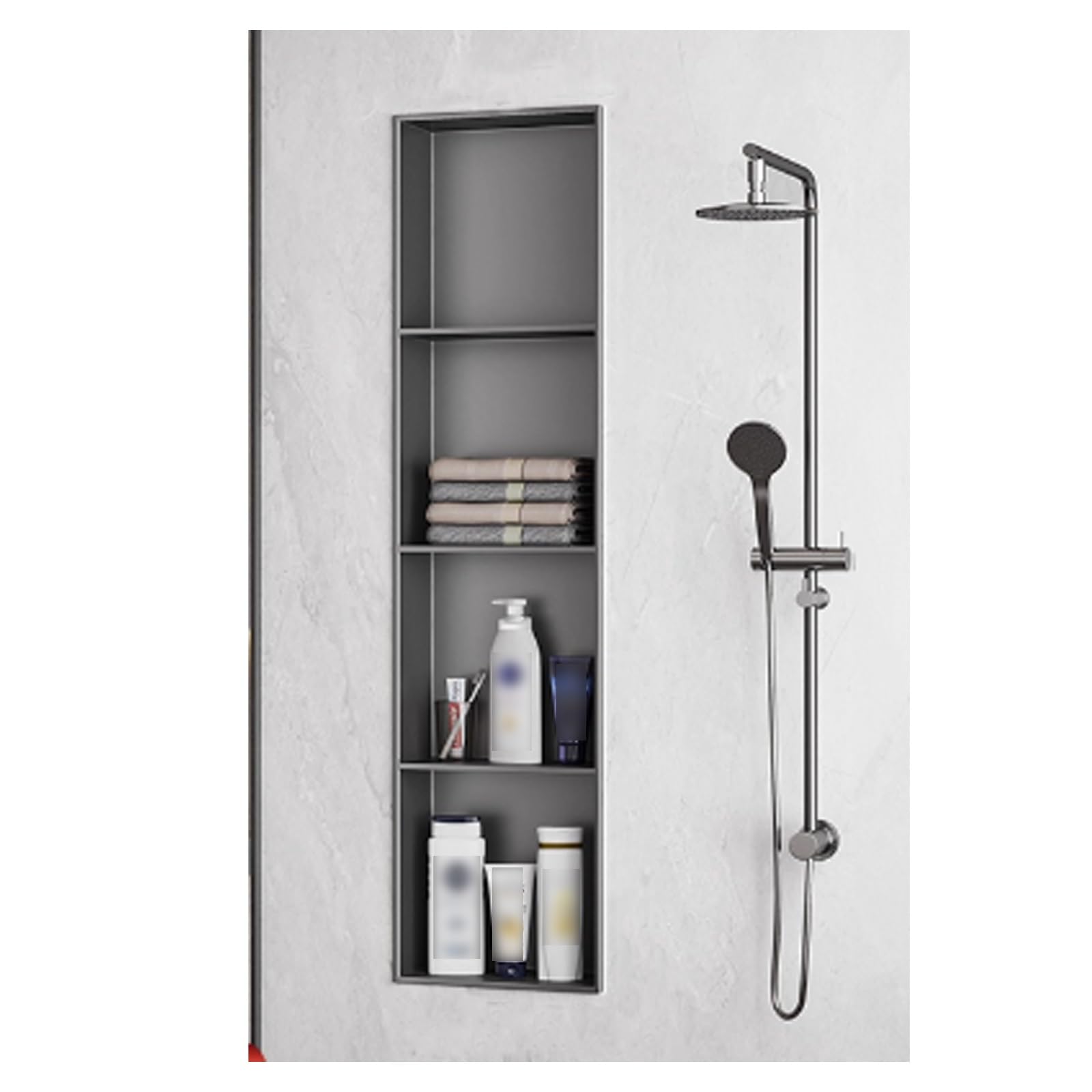 AYCDL Square Corner Stainless Steel Shower Wall rt for Bathroom Easy Installation Modern Design Waterproof Storage Solution Space-Saving nizer,Grigio-120 * 28cm