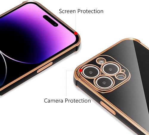 Miniatura 2 de ZTOFERA Funda diseñada para iPhone 14 Pro de 6.1 pulgadas, bonito borde chapado con patrón de corazones de amor con protección para lente de cámara,