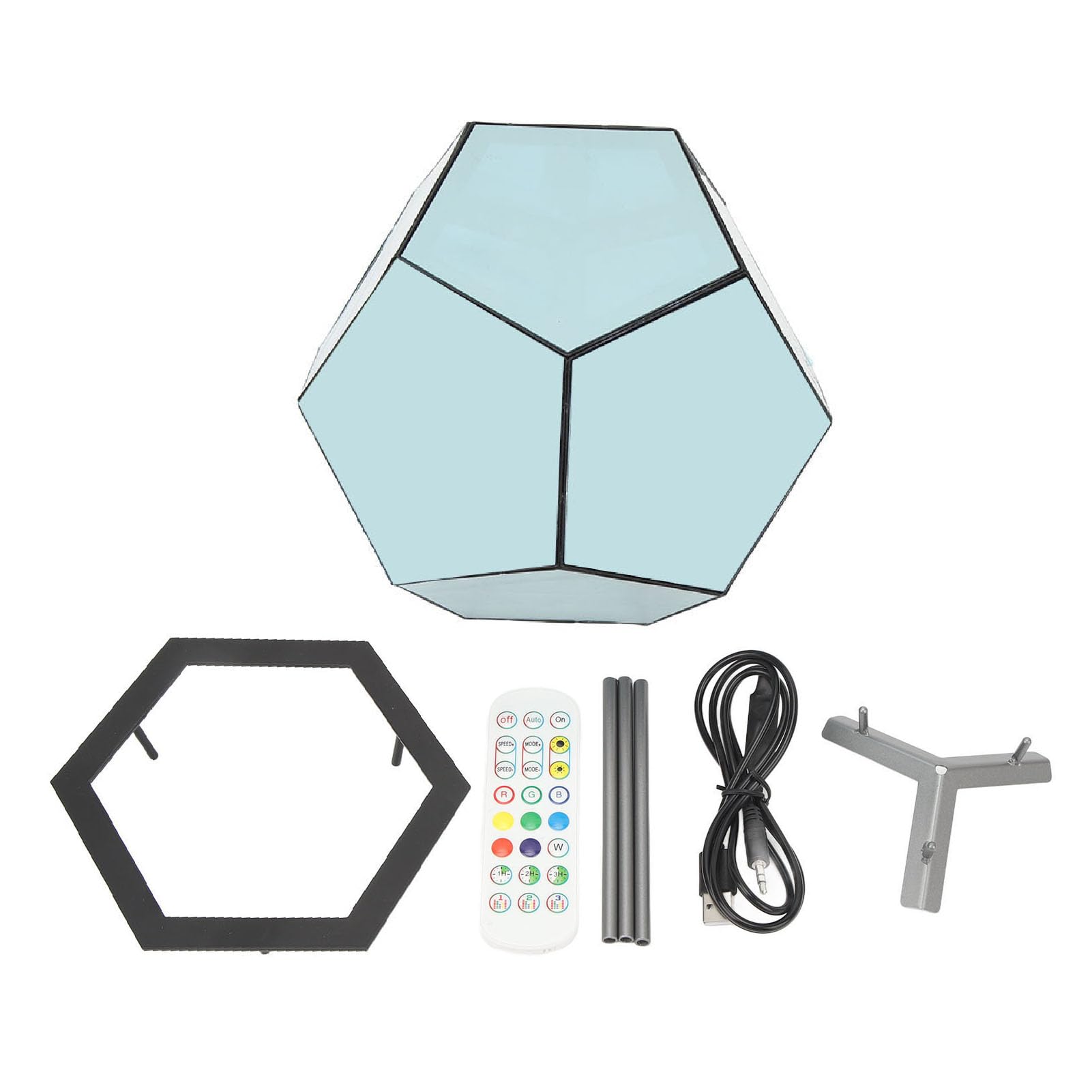 Dodecahedron Color Art Light LED-Nachtlichtlampe für Kinderzimmer, Schlafzimmer, Wohnzimmer, USB-Stromversorgung, Einstellbare Farbe, Acryl- und Kunststoffmaterial,