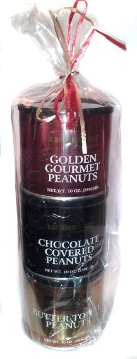 Carolina Nut Company Peanut Gift Pack - 3 Flavor Assortment 30 oz (Golden Gourmet/Chocolate Covered/Butter Toffee)