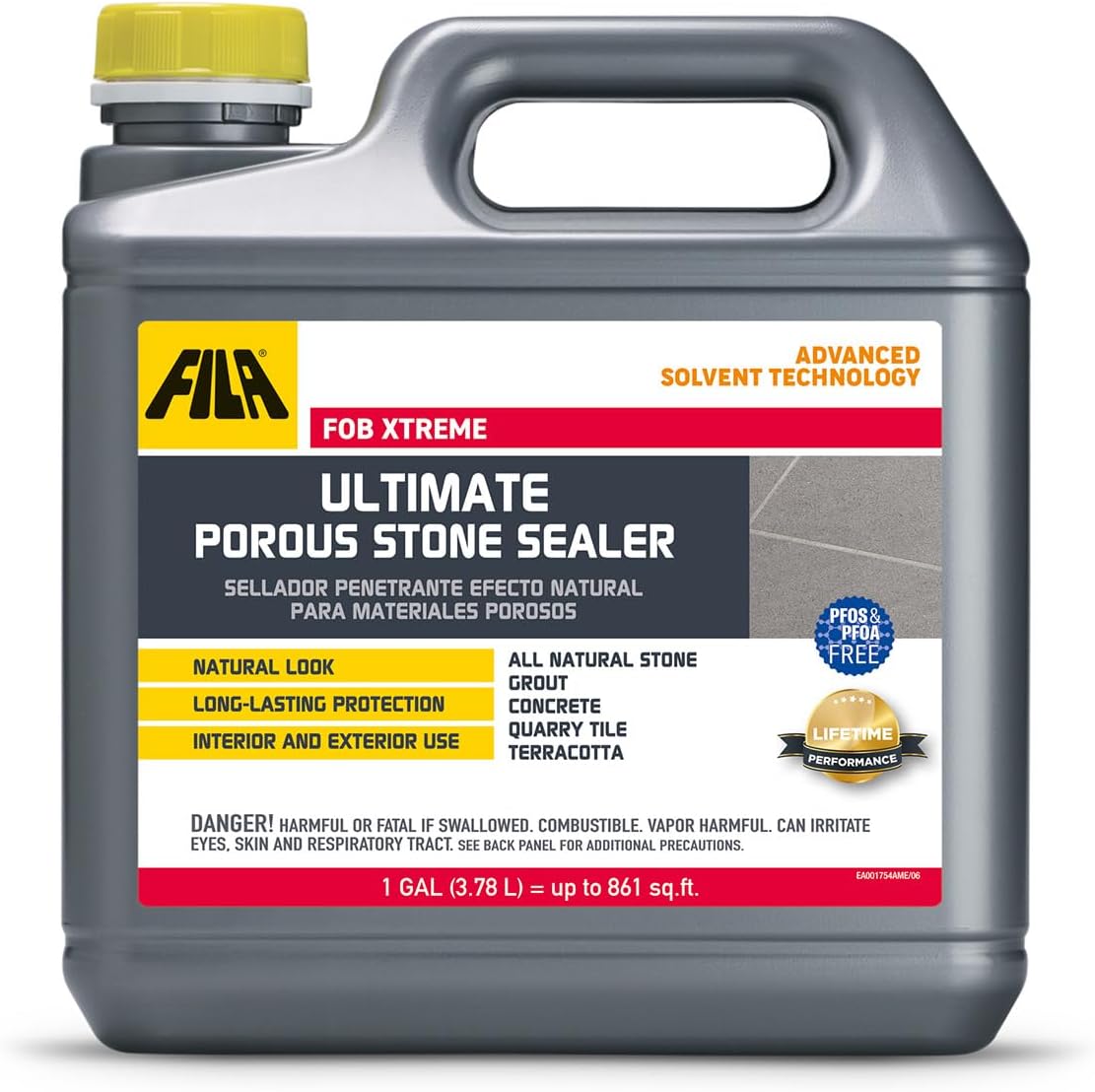 FILA Surface Care Solutions, Porous FOB Xtreme, Stone and Concrete Sealer, Solvent Based, 1 Gal
