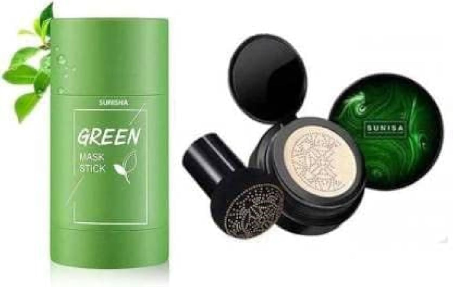 sunisa Water Proof Mushroom Head Air Cushion Foundation Whitening BB Cream and Green Tea Facial Purifying Clay Stick Mask, Natural Finish for Women and Girls - (Pack of 3)-picture-20