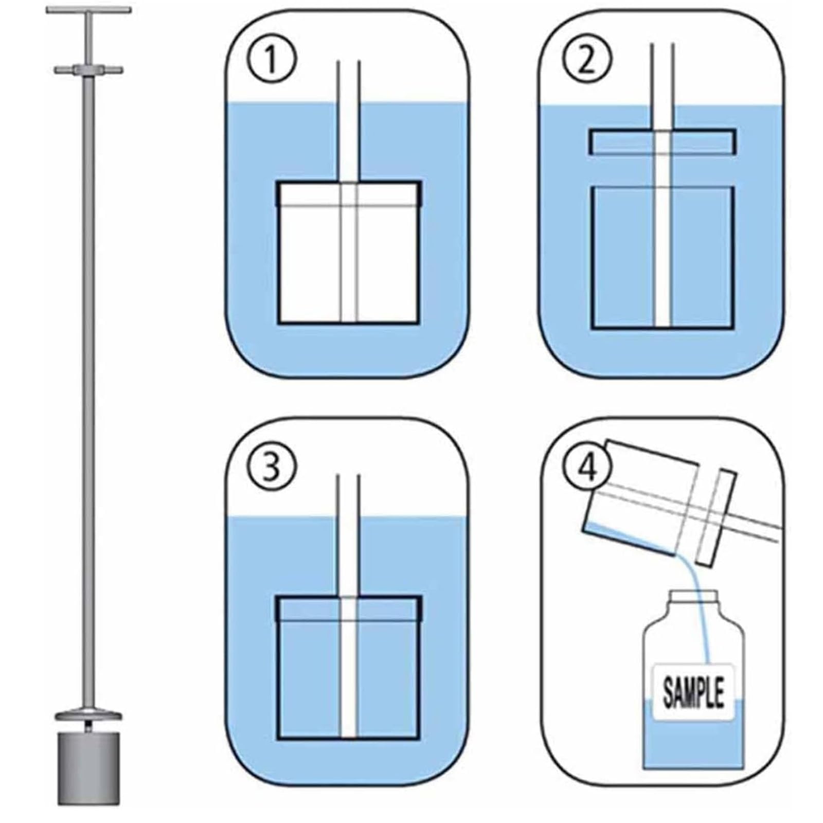 Muestreador de Copa de Acero Inoxidable 304, sonda de muestreo de líquidos viscosos, muestreador de Tambor de 1 m/3,3 pies para muestras de Agua y líquidos, Herramienta de muestreo de líquid