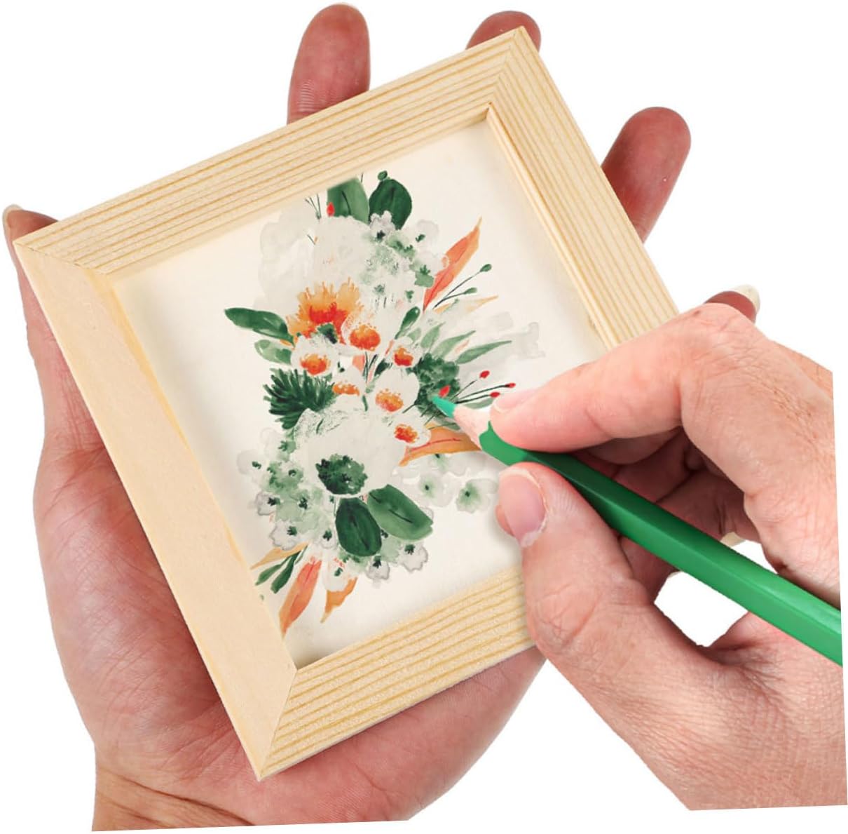 5pcs DIY Wooden Picture Frames 16.5x16.5cm Blank Craft Photo Frames for ’ Art Display and Painting Projects, Natural Wood Material, Suitable for ’s Room Decor