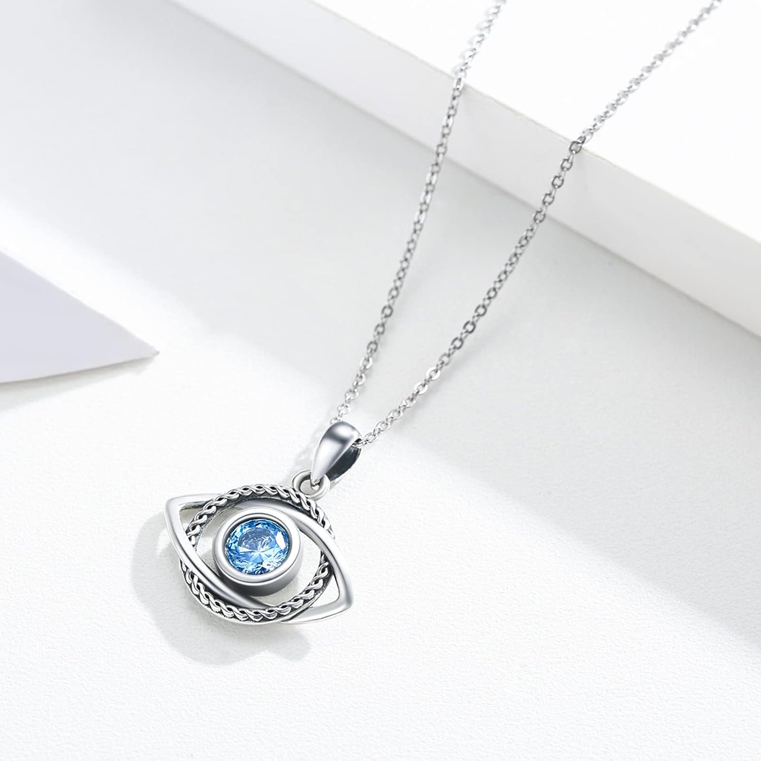 MEDWISE Evil Eye Necklace 925 Sterling Silver Celtic Knot Necklace Eyes Amulet Jewelry Gifts for Women Men Birthday Christmas Valentines Day - Image 2