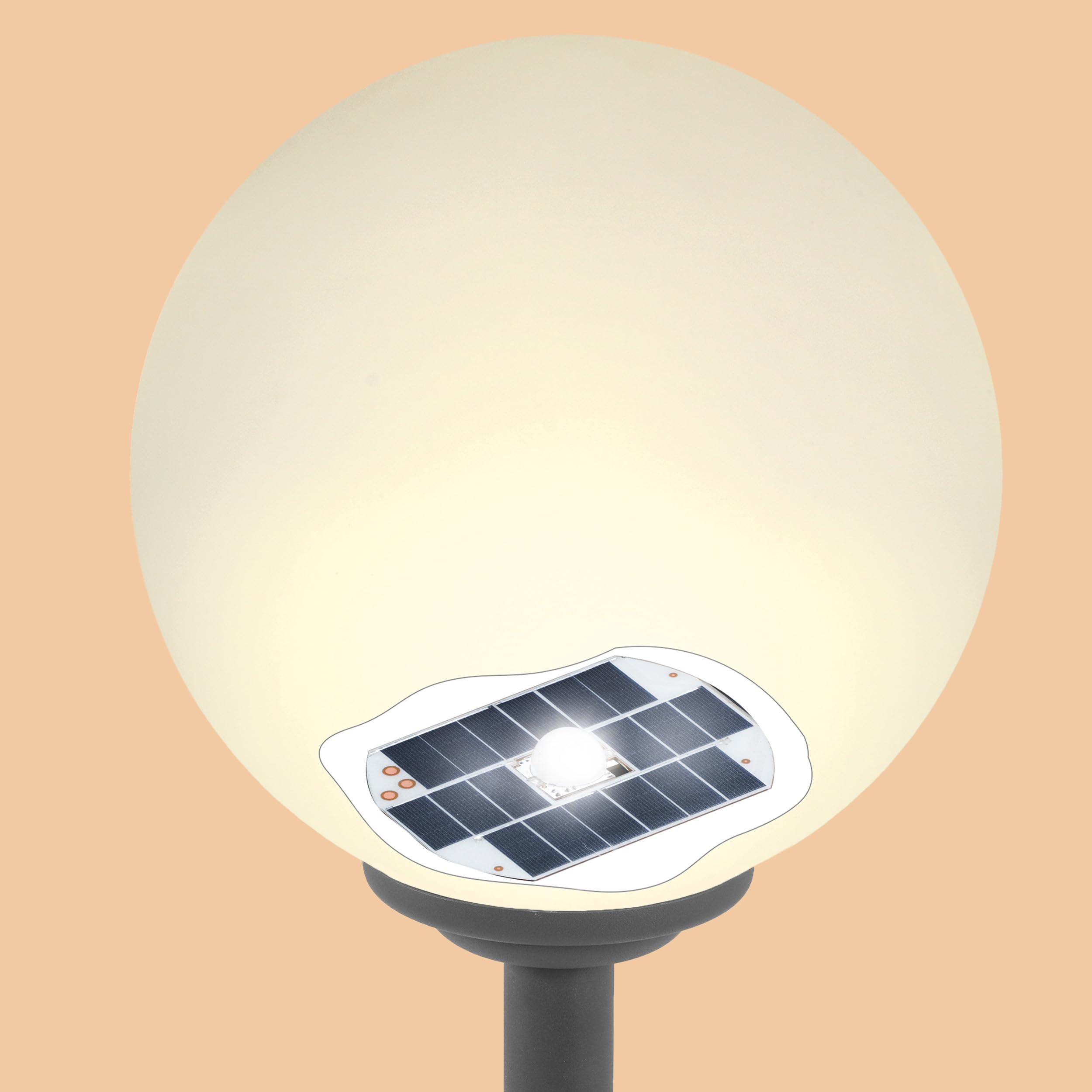 Esotec Solar Stand-Kugelleuchte Liana CCT, Höhe 200cm, Fernbedienung, Eingangsleuchte, Aluminium, Gartenbeleuchtung, Standleuchte mit Solarkugel, wetterfest, winterfest