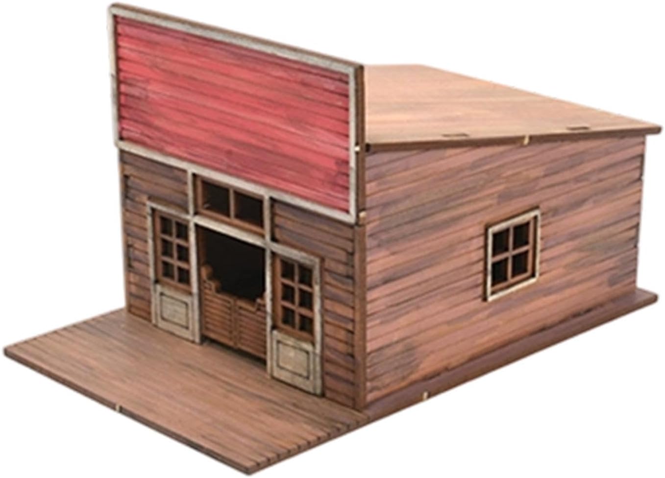 1/72 Scale Building Model Kit Miniature Town Scene Model Diorama Unfinished Wood Paintable DIY Scenery Layout 3D Wooden Puzzles for Enthusiasts, Bar