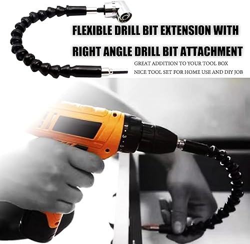 Miniatura 9 de Soporte de extensión de broca flexible+adaptador de taladro inalámbrico de impacto en ángulo recto + juego de brocas mini destornillador, 10 piezas