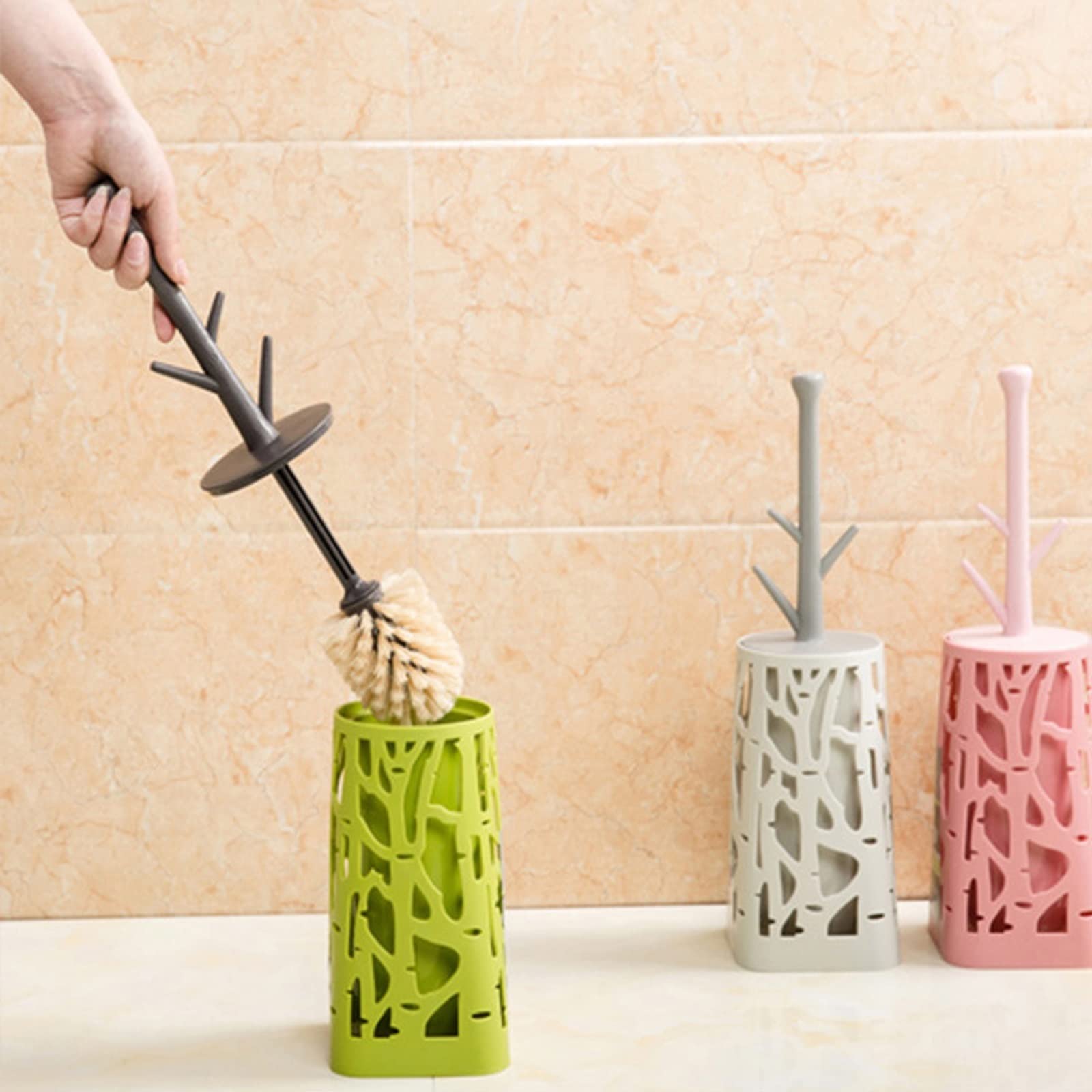 Escobilla Baño/Escobilla y Portaescobillas de Baño Juego de escobillas de inodoro creativas Escobilla de limpieza de inodoros con base y cubierta Escobilla de inodoro de mango largo que puede limpiar