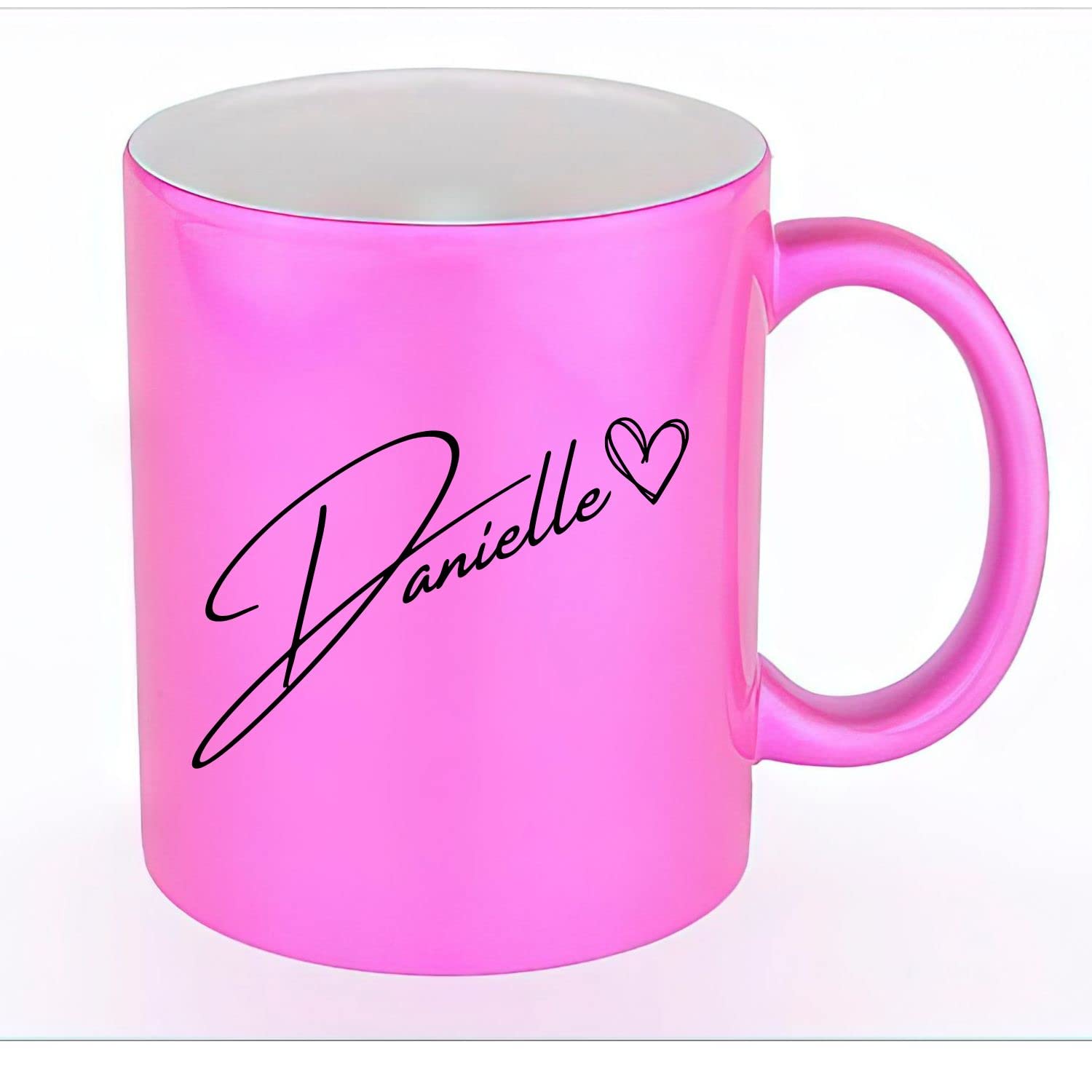 Personalised Name Mug Glitter or Metallic Mug - Gift for her Daughter Wife Girlfriend Mum- 11oz Ceramic - Birthday Present (Metallic Pink)