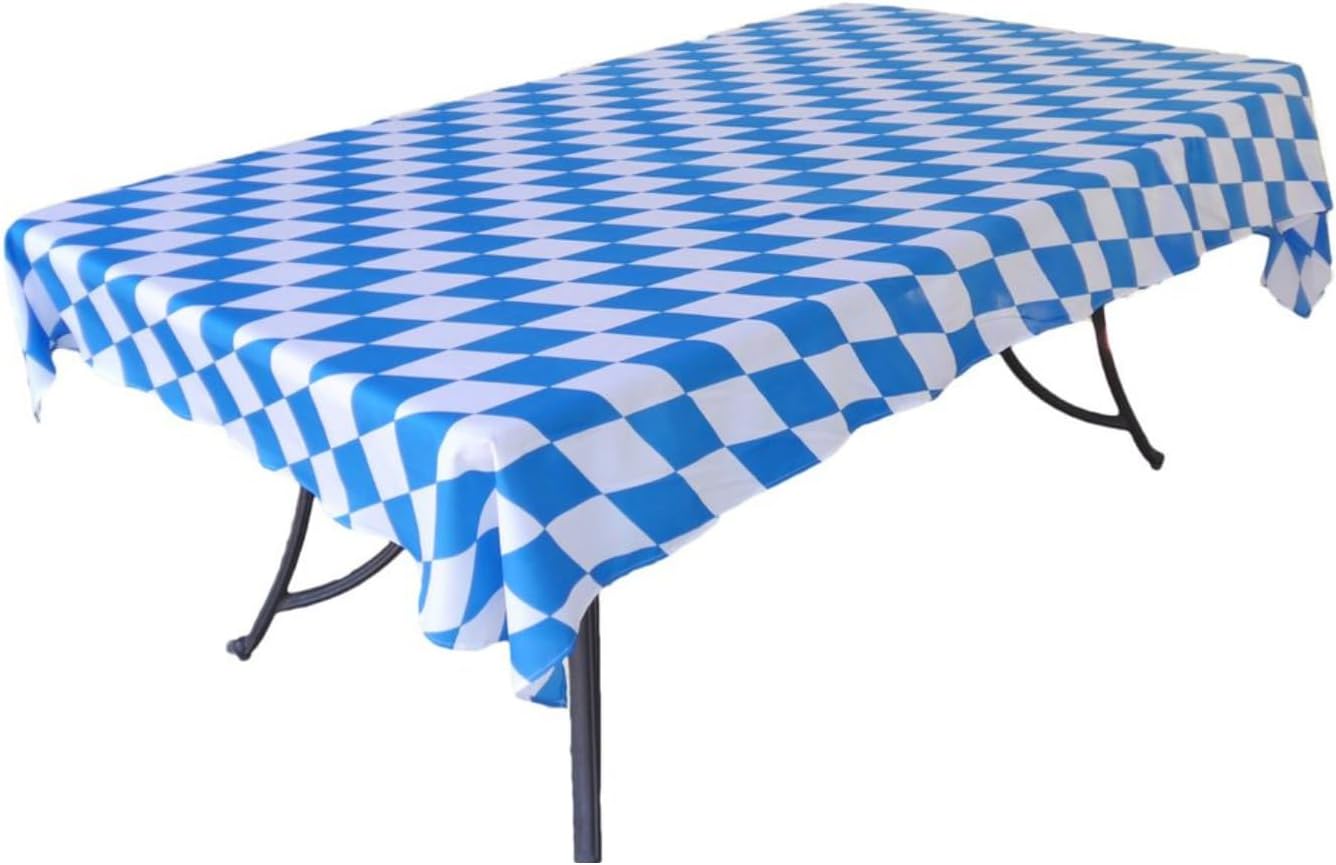 OktoberfestHaus Oktoberfest Decorations Party Essential, Plastic White and Blue Checkered Tablecloth Roll, 54" x 100' Perfect for Men and Women, Must Have Oktoberfest Party Supplies