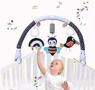 Pau1Hami1ton Baby Stroller Arch Toys, Car Seat Toys,Bouncer Toy Bar/Mobile for Bassinet,Adjustable Baby Hanging Toys Fit for Crib Bed,Stroller,Car Seat.S-19(Black Bee)
