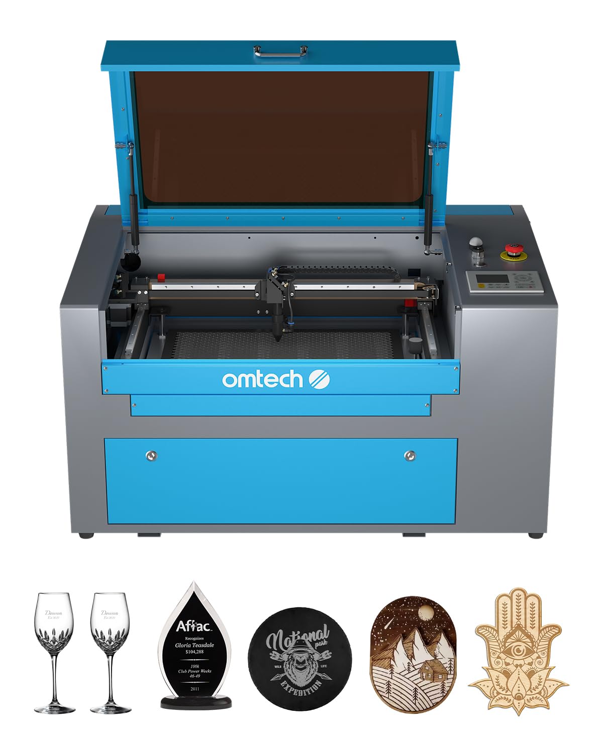 OMTech 50W Graveur Laser CO2 300x500 mm Machine de Gravure au Laser avec Assistance Pneumatique, Panneau de Contrôle Digital, Graver sur Bois Verre Acrylique