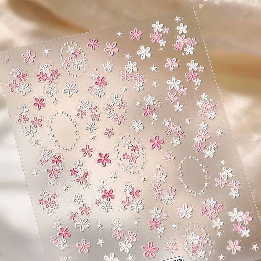 Small Cute Sticker 3D Relief Design Decals for iPhone 17PRO/17PROMAX Cell Phone Screen Lens,for NintendSwitch Game Controllers，Scrapbooking Laptop Diary Planner Collage DIY (Pink Flower) image 5