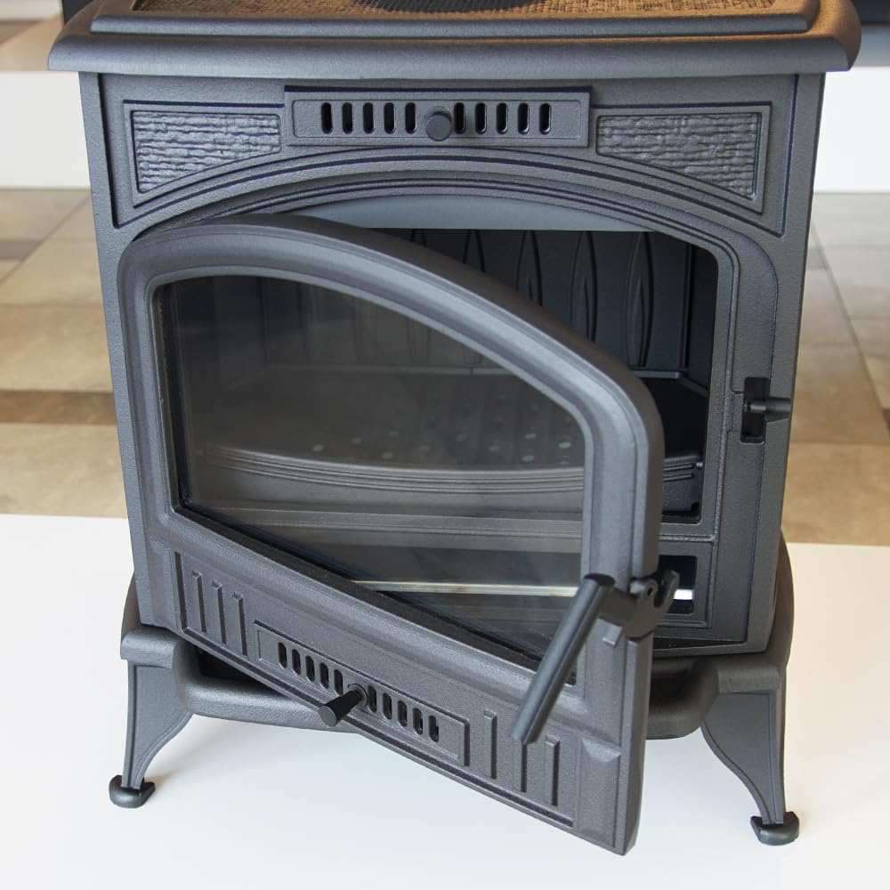 KRATKI Stufa a legna in ghisa KOZA K9 10 kW Ø150 A gamma 8,5-12,5 kW 8,5 | Ghisa nero, efficienza 75%, classe A. Ecodesign.; ECO-DESIGN classe energetica A; combustione efficiente; basse emissioni