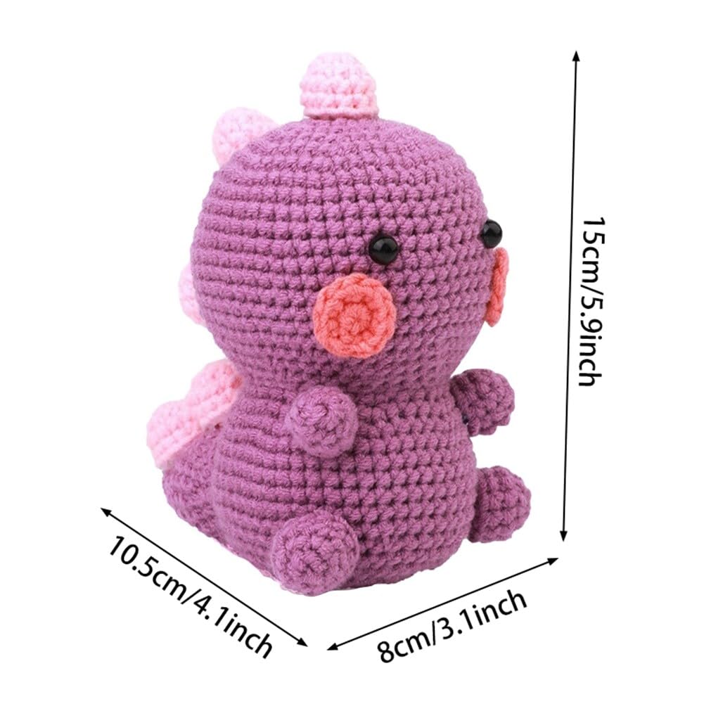Kit Crochet Débutant - Dinosaure Mignon Avec Fil, Crochet Et Tutoriel Vidéo étape Par étape